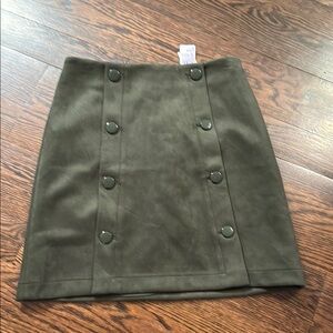 LOFT Olive Buttoned Pencil Skirt